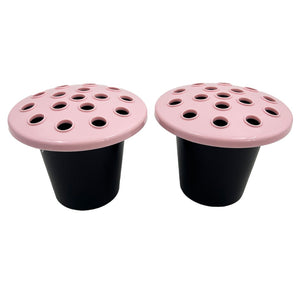 Pink Set of 2 Memorial Grave Vases and Artificial Flowers Plastic Pot Insert Liner Floral Holders For Cemetery Headstone