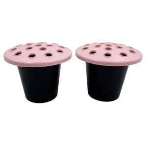 Pink Set of 2 Memorial Grave Vases and Artificial Flowers Plastic Pot Insert Liner Floral Holders For Cemetery Headstone