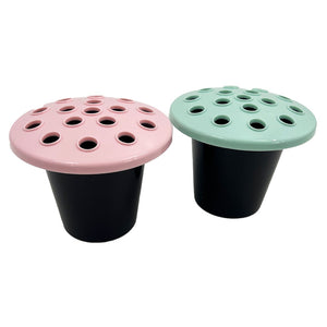 Pink and Mint Set of 2 Memorial Grave Vases and Artificial Flowers Plastic Pot Insert Liner Floral Holders For Cemetery Headstone