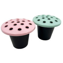 Load image into Gallery viewer, Pink and Mint Set of 2 Memorial Grave Vases and Artificial Flowers Plastic Pot Insert Liner Floral Holders For Cemetery Headstone