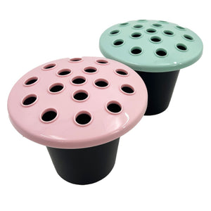 Pink and Mint Set of 2 Memorial Grave Vases and Artificial Flowers Plastic Pot Insert Liner Floral Holders For Cemetery Headstone