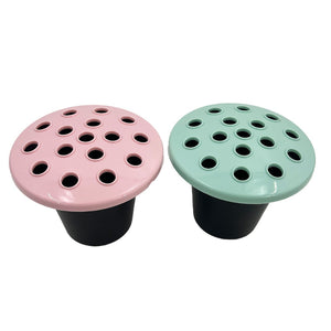 Pink and Mint Set of 2 Memorial Grave Vases and Artificial Flowers Plastic Pot Insert Liner Floral Holders For Cemetery Headstone
