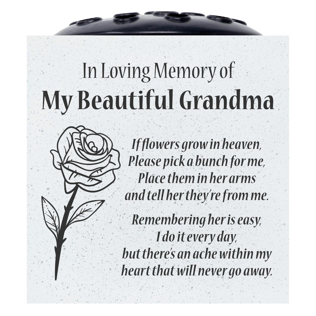 Beautiful Grandma Rose If Flowers Grow In Heaven Memorial Grave Side Flower Vase Pot