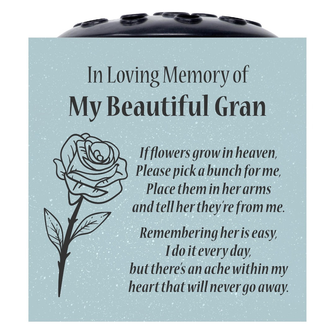 Grey Beautiful Gran Rose If Flowers Grow In Heaven Memorial Grave Side Flower Vase Pot
