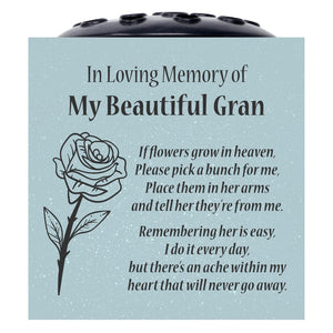Grey Beautiful Gran Rose If Flowers Grow In Heaven Memorial Grave Side Flower Vase Pot