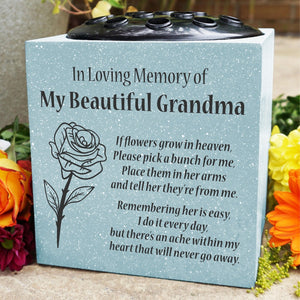 Grey Beautiful Grandma Rose If Flowers Grow In Heaven Memorial Grave Side Flower Vase Pot