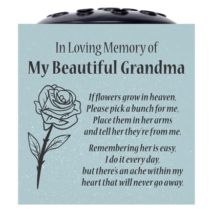 Grey Beautiful Grandma Rose If Flowers Grow In Heaven Memorial Grave Side Flower Vase Pot