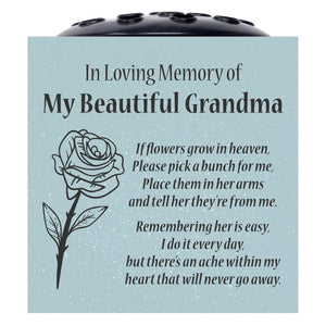 Grey Beautiful Grandma Rose If Flowers Grow In Heaven Memorial Grave Side Flower Vase Pot