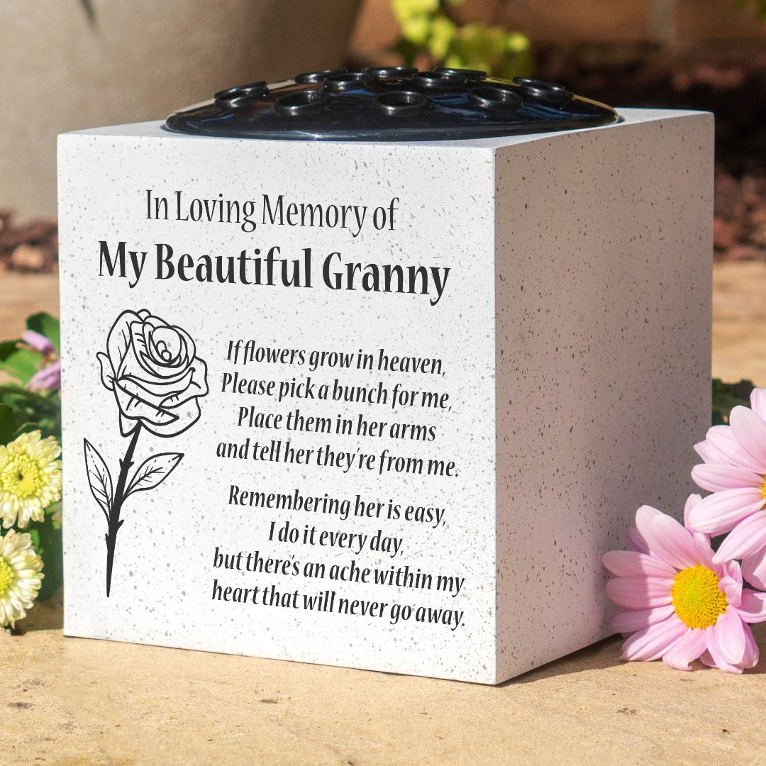 Beautiful Granny Rose If Flowers Grow In Heaven Memorial Grave Side Flower Vase Pot