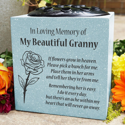 Grey Beautiful Granny Rose If Flowers Grow In Heaven Memorial Grave Side Flower Vase Pot