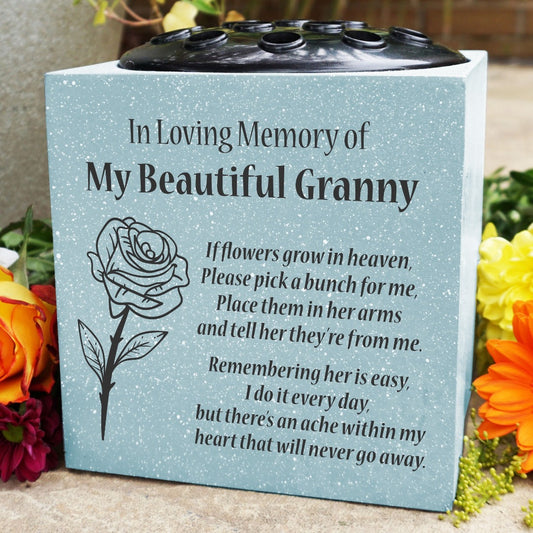 Grey Beautiful Granny Rose If Flowers Grow In Heaven Memorial Grave Side Flower Vase Pot