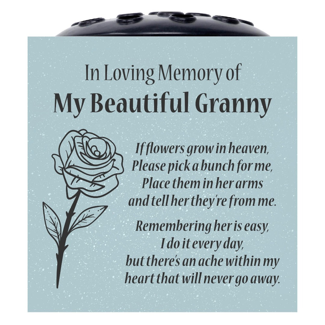 Grey Beautiful Granny Rose If Flowers Grow In Heaven Memorial Grave Side Flower Vase Pot