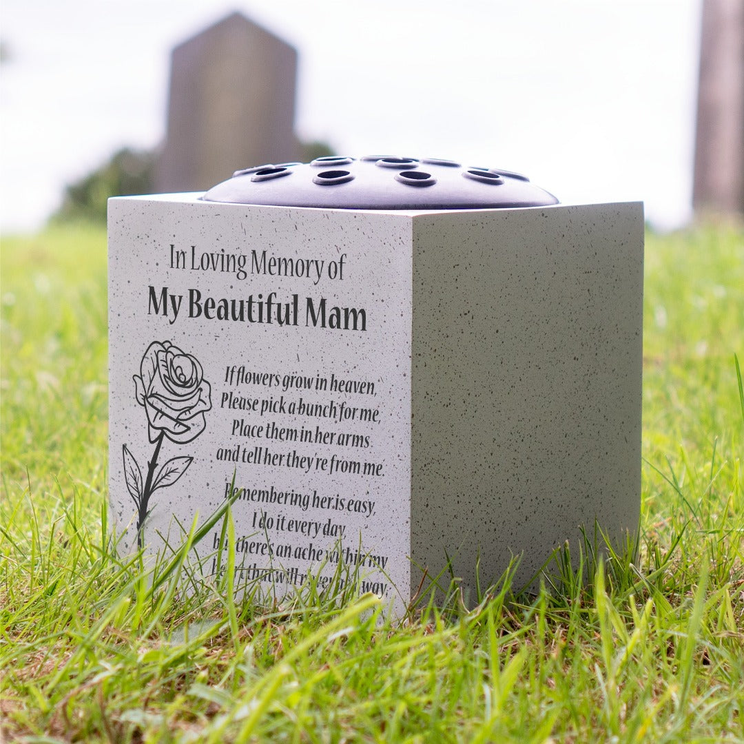 Beautiful Mam Rose If Flowers Grow In Heaven Memorial Grave Side Flower Vase Pot