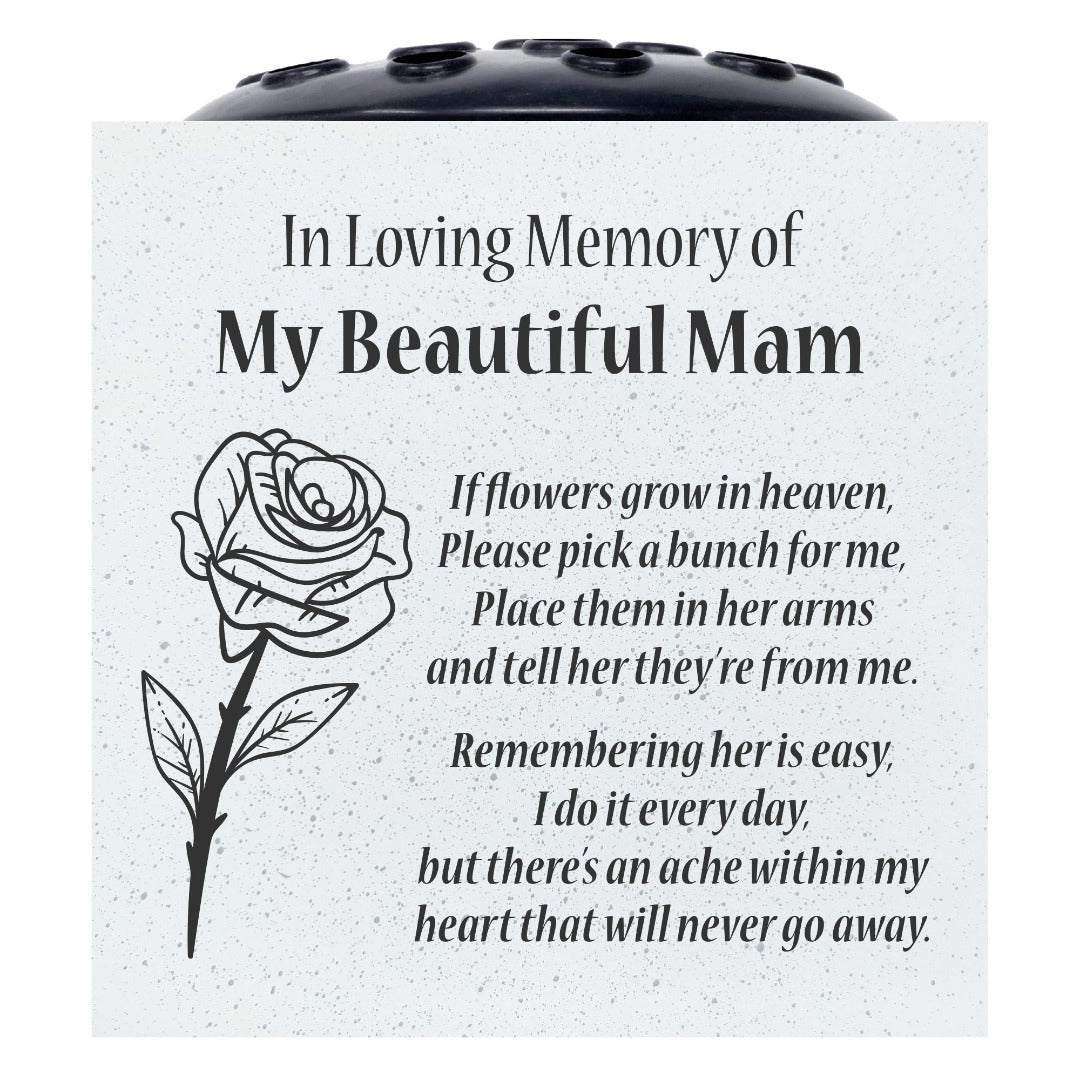 Beautiful Mam Rose If Flowers Grow In Heaven Memorial Grave Side Flower Vase Pot