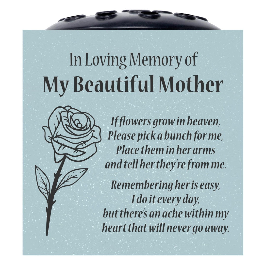 Grey Beautiful Mother Rose If Flowers Grow In Heaven Memorial Grave Side Flower Vase Pot