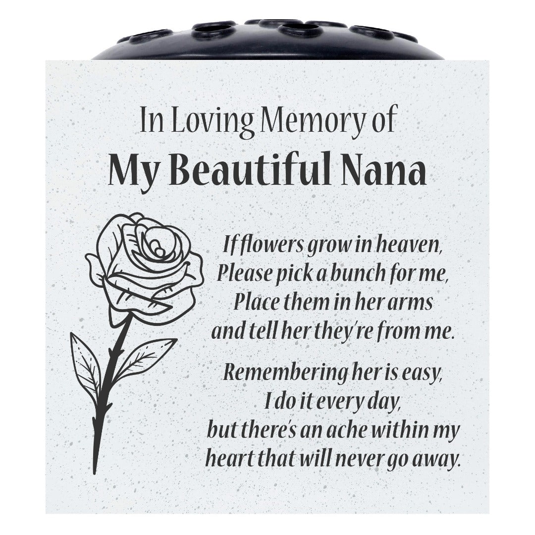 Beautiful Nana Rose If Flowers Grow In Heaven Memorial Grave Side Flower Vase Pot