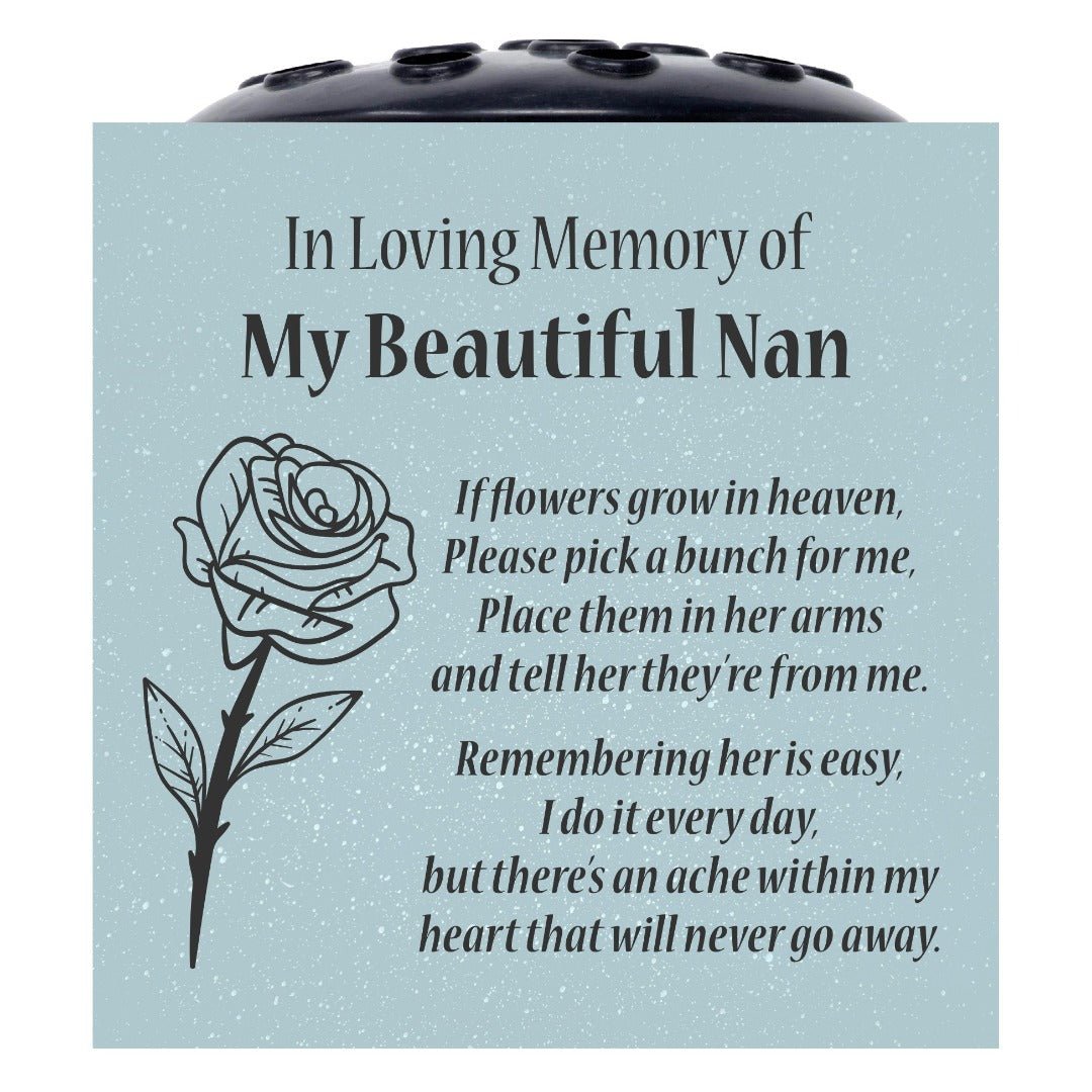 Grey Beautiful Nan Rose If Flowers Grow In Heaven Memorial Grave Side Flower Vase Pot