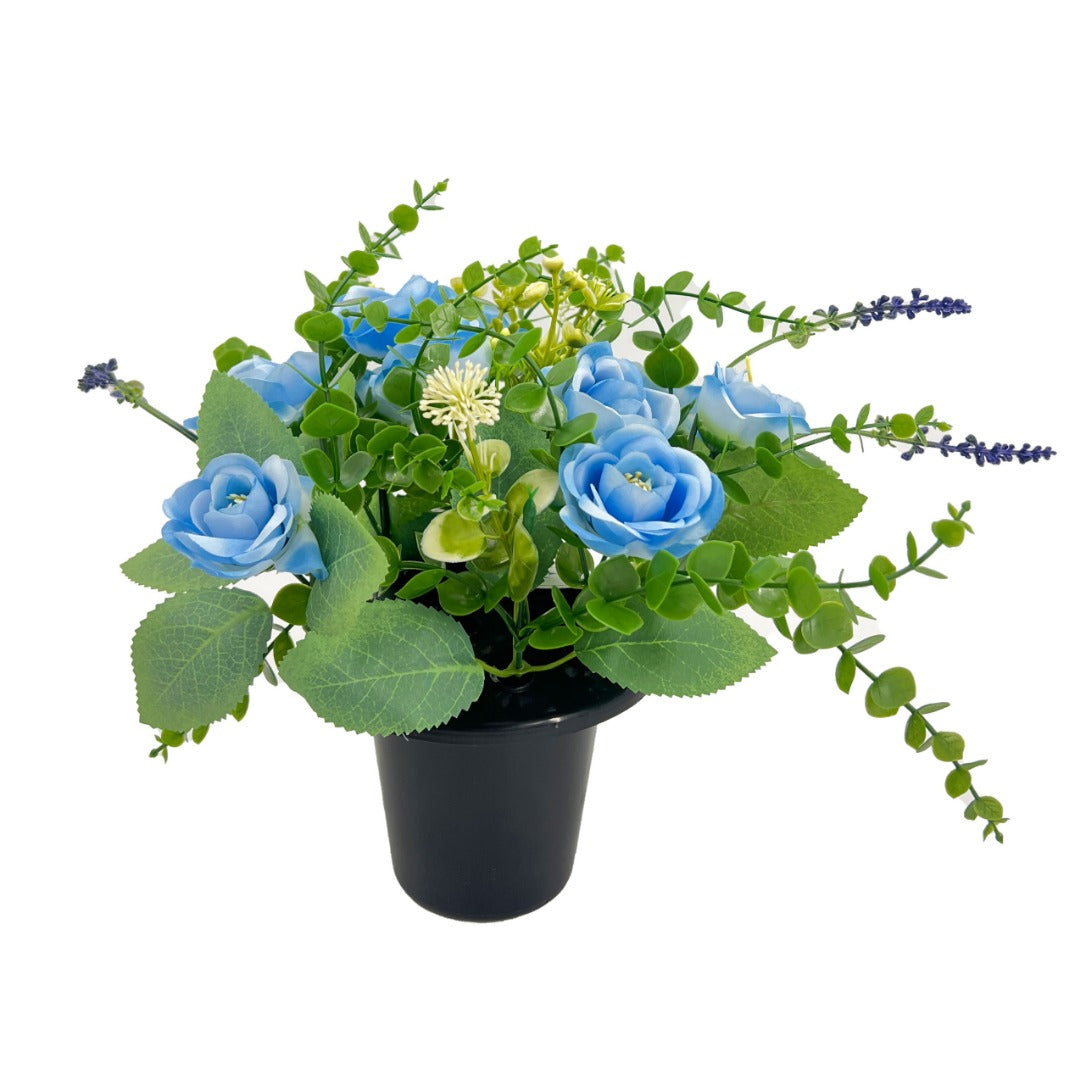 Blue Rose Artificial Flower Graveside Cemetery Memorial Grave Floral Arrangement
