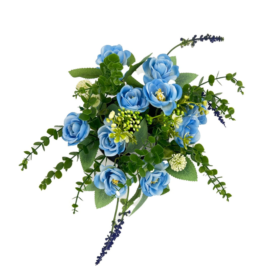 Blue Rose Artificial Flower Graveside Cemetery Memorial Grave Floral Arrangement