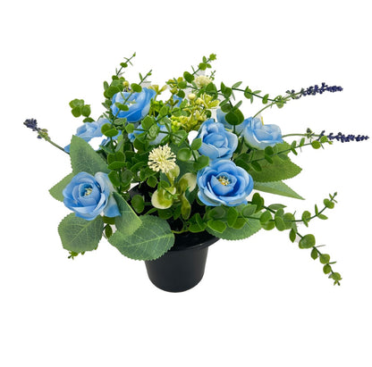 Blue Rose Artificial Flower Graveside Cemetery Memorial Grave Floral Arrangement