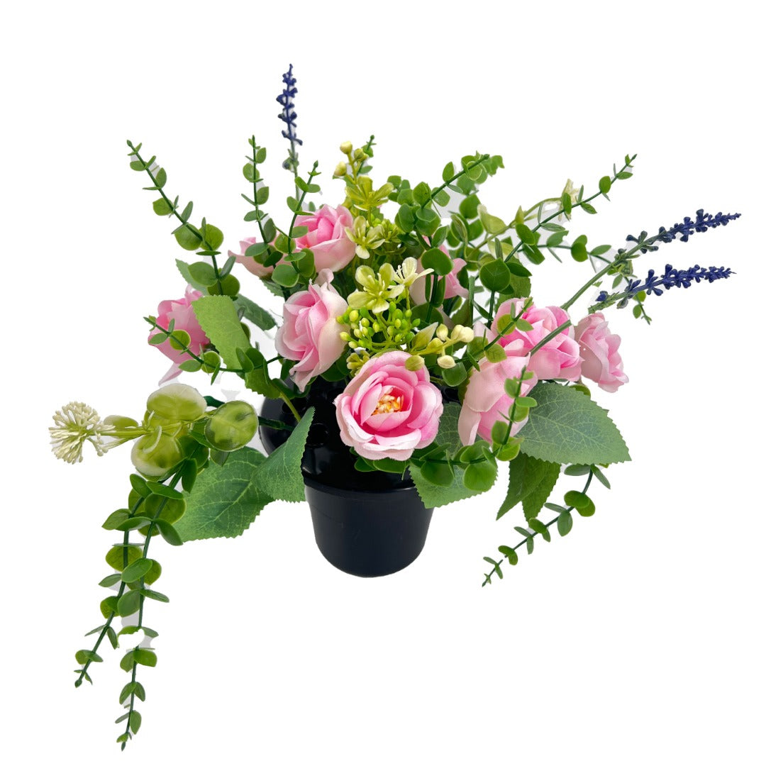 Pink Rose Artificial Flower Graveside Cemetery Memorial Grave Floral Arrangement