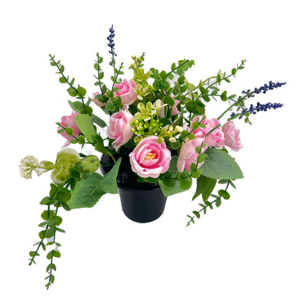 Pink Rose Artificial Flower Graveside Cemetery Memorial Grave Floral Arrangement