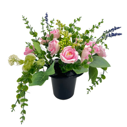 Pink Rose Artificial Flower Graveside Cemetery Memorial Grave Floral Arrangement