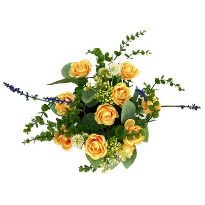 Yellow Orange Rose Artificial Flower Graveside Cemetery Memorial Grave Floral Arrangement