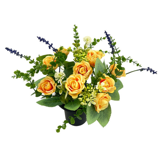 Yellow & Orange Rose Graveside Memorial Flower Arrangement
