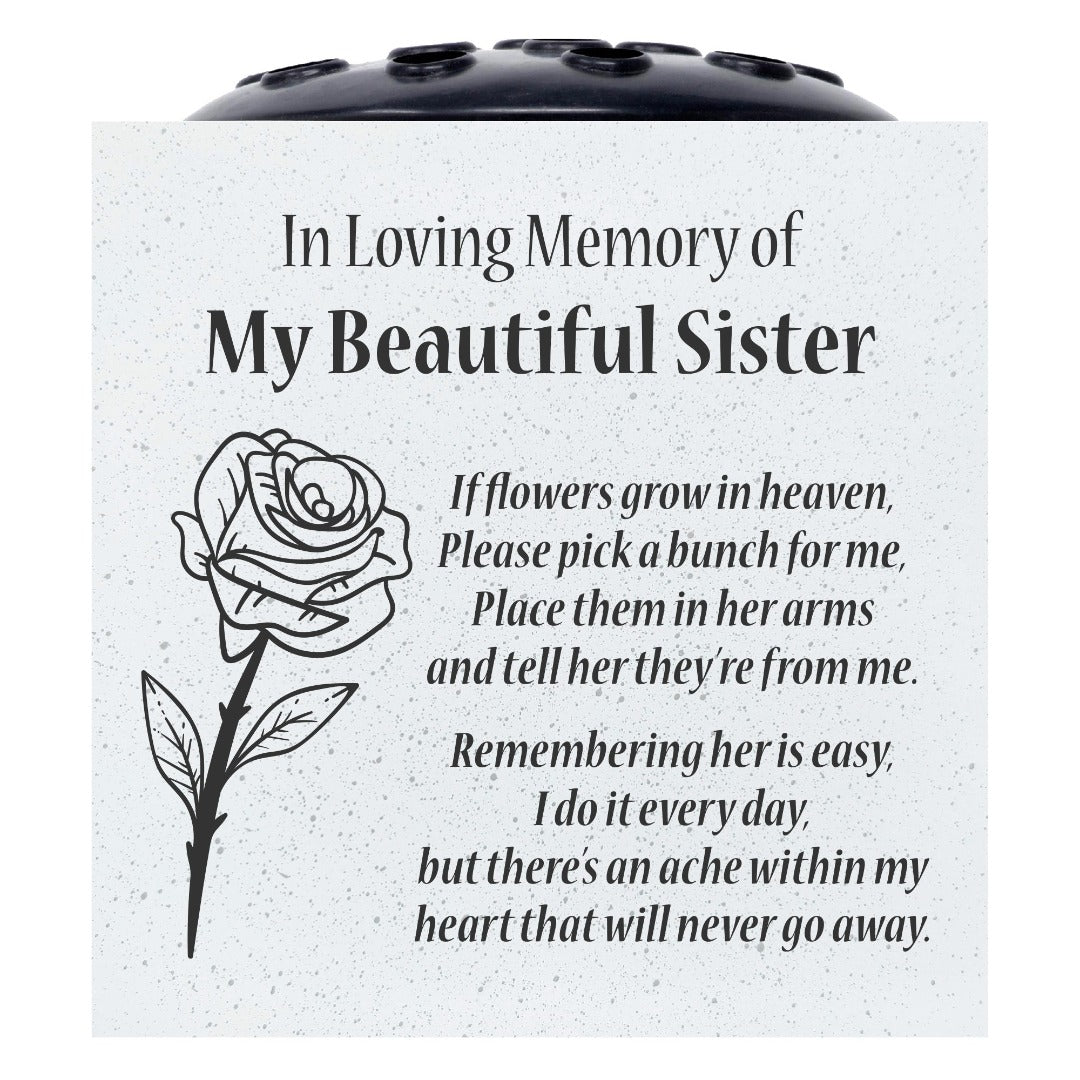 Beautiful Sister Rose If Flowers Grow In Heaven Memorial Grave Side Flower Vase Pot