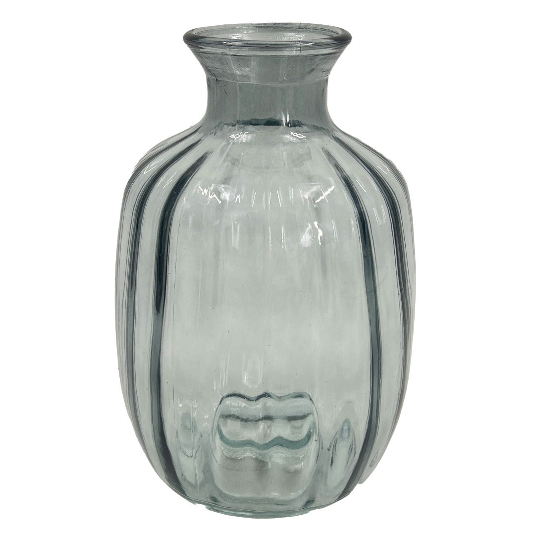 Grey Textured Bulb Glass Vase Flower Bud Jar 21cm Home Decoration Ornament