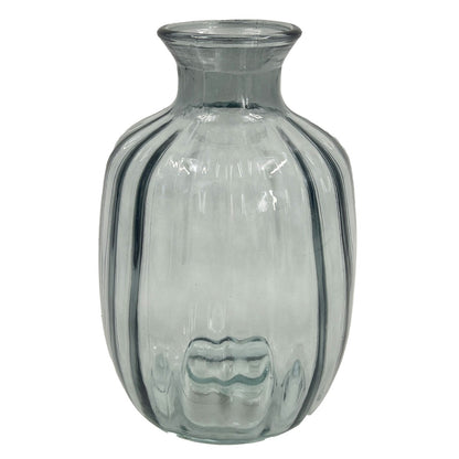 Grey Textured Bulb Glass Vase Flower Bud Jar 21cm Home Decoration Ornament