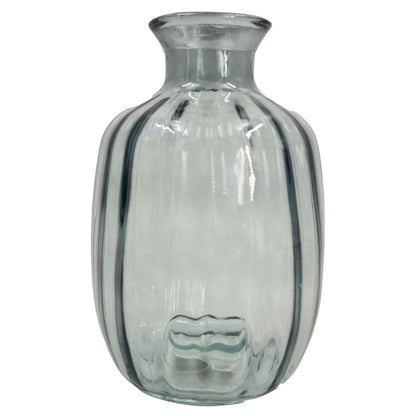 Grey Textured Bulb Glass Vase Flower Bud Jar 21cm Home Decoration Ornament