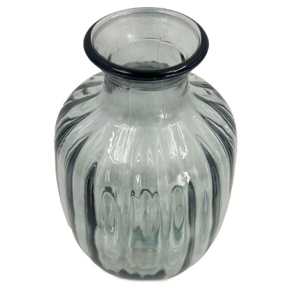 Grey Textured Bulb Glass Vase Flower Bud Jar 21cm Home Decoration Ornament
