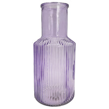 Load image into Gallery viewer, Lilac Tall Ribbed Narrow Glass Vase Flower Bud Jar 22cm Home Decoration Ornament