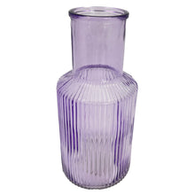 Load image into Gallery viewer, Lilac Tall Ribbed Narrow Glass Vase Flower Bud Jar 22cm Home Decoration Ornament