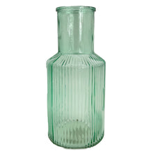 Load image into Gallery viewer, Green Tall Ribbed Narrow Glass Vase Flower Bud Jar 22cm Home Decoration Ornament
