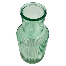 Load image into Gallery viewer, Green Tall Ribbed Narrow Glass Vase Flower Bud Jar 22cm Home Decoration Ornament
