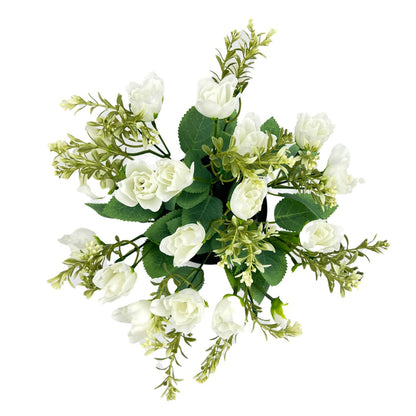 White Rose Bud Artificial Flower Graveside Cemetery Memorial Grave Floral Arrangement