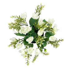 Load image into Gallery viewer, White Rose Bud Artificial Flower Graveside Cemetery Memorial Grave Floral Arrangement
