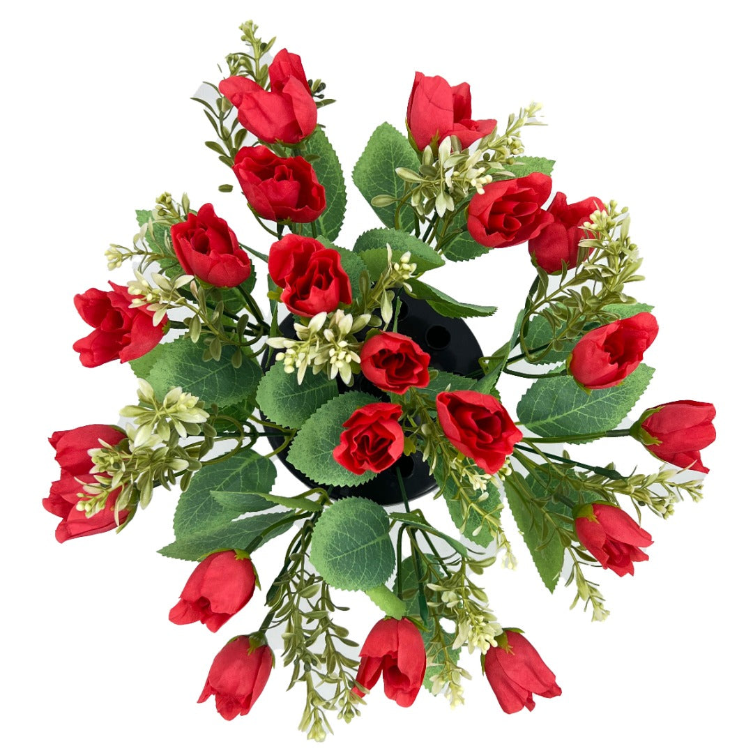 Red Rose Bud Graveside Memorial Flower Arrangement