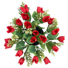 Load image into Gallery viewer, Red Rose Bud Artificial Flower Graveside Cemetery Memorial Grave Floral Arrangement