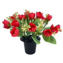 Load image into Gallery viewer, Red Rose Bud Artificial Flower Graveside Cemetery Memorial Grave Floral Arrangement