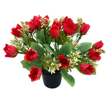Load image into Gallery viewer, Red Rose Bud Artificial Flower Graveside Cemetery Memorial Grave Floral Arrangement