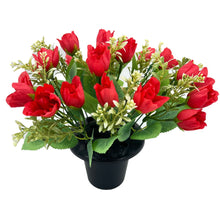 Load image into Gallery viewer, Red Rose Bud Artificial Flower Graveside Cemetery Memorial Grave Floral Arrangement