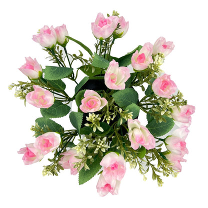 Pink Rose Bud Artificial Flower Graveside Cemetery Memorial Grave Floral Arrangement