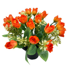 Load image into Gallery viewer, Orange Rose Bud Artificial Flower Graveside Cemetery Memorial Grave Floral Arrangement