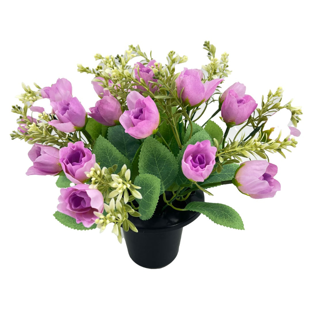 Lilac Rose Bud Artificial Flower Graveside Cemetery Memorial Grave Floral Arrangement