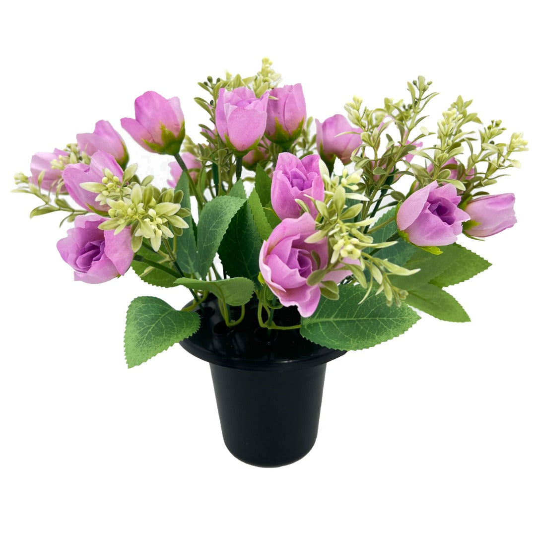 Lilac Rose Bud Artificial Flower Graveside Cemetery Memorial Grave Floral Arrangement