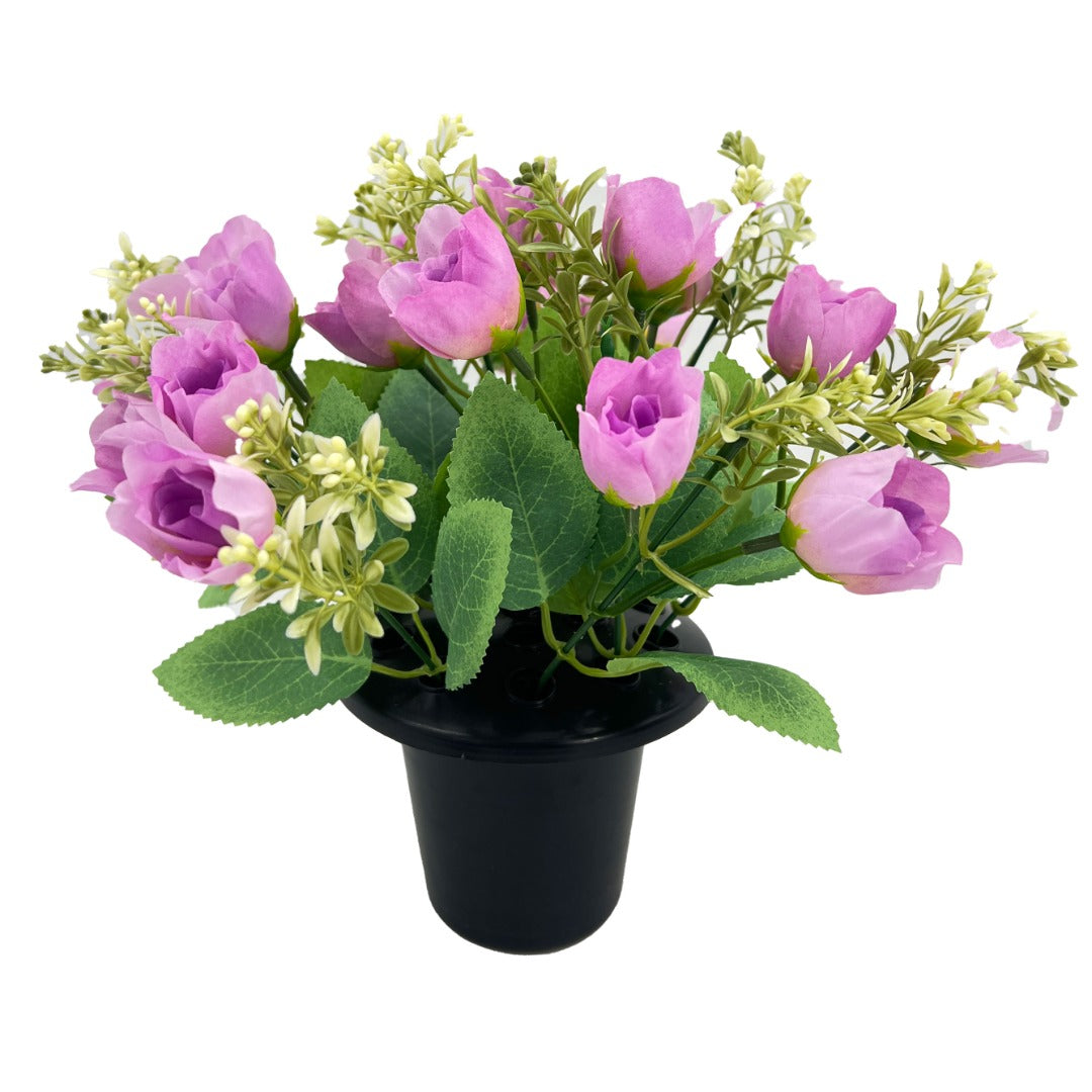 Lilac Rose Bud Artificial Flower Graveside Cemetery Memorial Grave Floral Arrangement